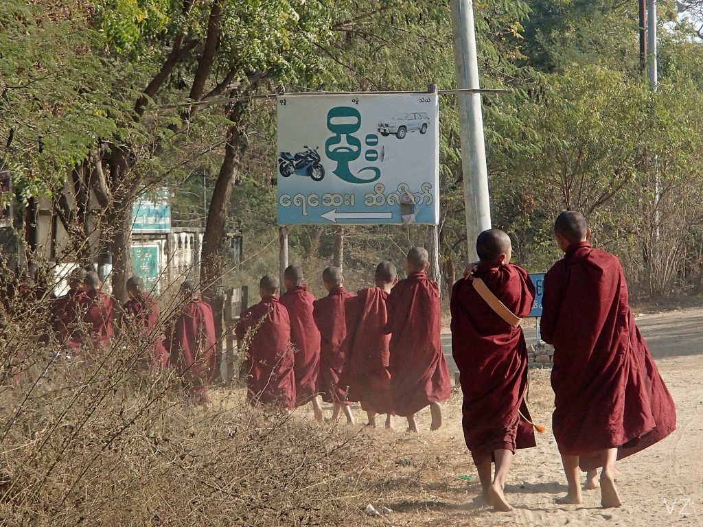 Monks in Bagan Morning Alms
